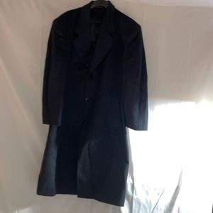 Pierre Cardin Cashmere Blend Overcoat Mens Size 40SR Black Long Sleeve